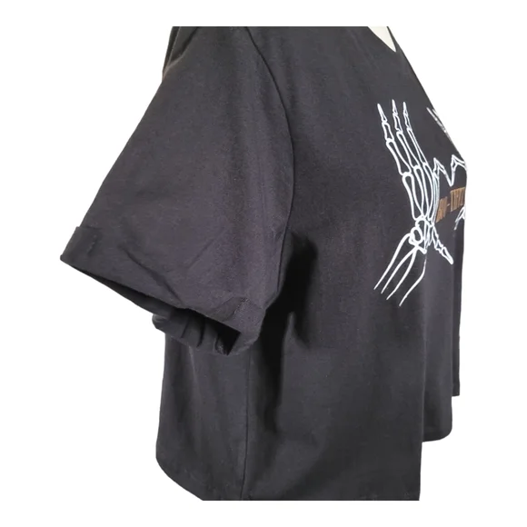 NWT Halloween Crop Top Bootiful Skelton Heart Graphic Tee Halloween Shirt L - Picture 7 of 13